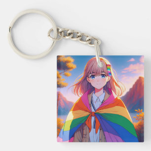 LGBTQIA+ケープのアニメガール キーホルダー