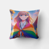 LGBTQIA+ケープのアニメガール クッション (裏面)