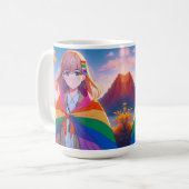 LGBTQIA+ケープのアニメガール コーヒーマグカップ (正面左)