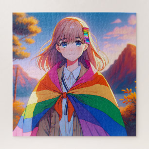 LGBTQIA+ケープのアニメガール ジグソーパズル