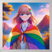 LGBTQIA+ケープのアニメガール ポスター (正面)
