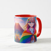 LGBTQIA+ケープのアニメガール マグカップ (正面右)