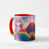 LGBTQIA+ケープのアニメガール マグカップ (正面左)