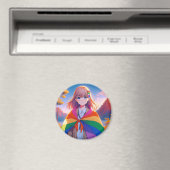 LGBTQIA+ケープのアニメガール マグネット (インサイチュ (食洗機))