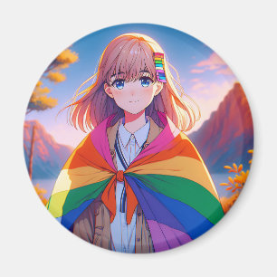 LGBTQIA+ケープのアニメガール マグネット