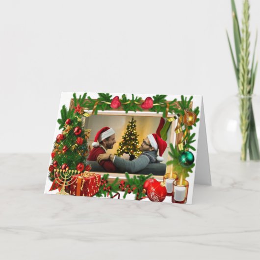 LGBTQIA+ ハッピーホリデー サブリール 画像テキスト カスタム カード (正面)