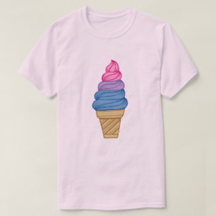 LGBTQIA+バイセクシュアルプライドソフトサーブアイスクリームコーン Tシャツ