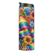 LGBTQIA+プライドフラグ、虹、花 タンブラー (回転右)