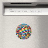LGBTQIA+ プライドフラッグ 虹 花 マグネット (インサイチュ (食洗機))