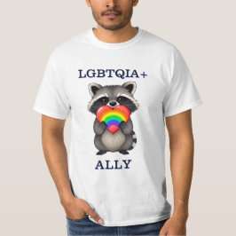 LGBTQIA+同盟 | レインボー付きラクーンハート Tシャツ