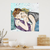 LGBTQIA+女性水キスをする色アート ポスター (キッチン)