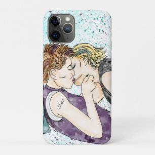 LGBTQIA+女性水キスをする色アート iPhone 11 PROケース