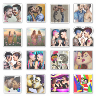 LGBTQIA+愛の多様なカップル シール