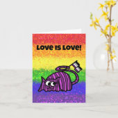 LGBTQIA 愛は愛 チェシャ猫のセクシャル・アセクシャル・フラグ付き カード (黄色い花)