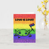 LGBTQIA 愛は愛 ビセクシャル フラグ フロッグ カード (黄色い花)