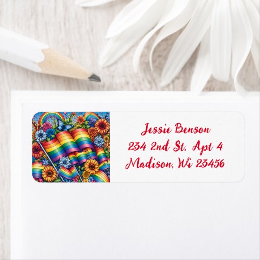 LGBTQIA+虹と花 ラベル (インサイチュ)