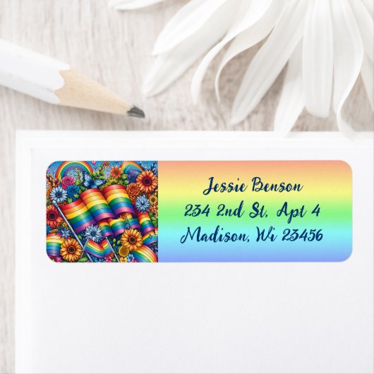 LGBTQIA+虹と花 ラベル (インサイチュ)