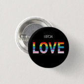 LGBTQIA LOVE,プライドレインボークール旗 缶バッジ (正面&裏面)