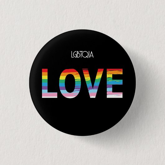 LGBTQIA LOVE,プライドレインボークール旗 缶バッジ (正面)