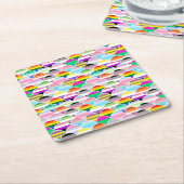 LGBTQIA+ Queer Scalloped Pride Flag Fans スクエアペーパーコースター (アングル)