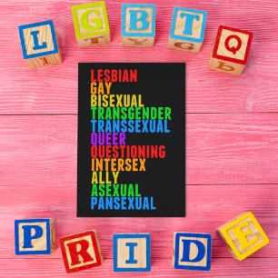 LGBTQQIAAPプライドダイバーシティレインボーアクロスティック ポストカード