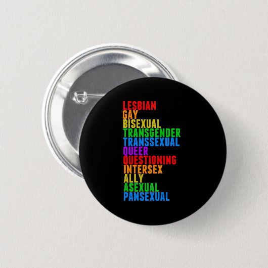 LGBTQQIAAPプライドダイバーシティレインボーアクロスティック 缶バッジ (正面&裏面)