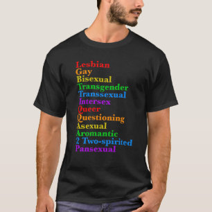 LGBTTIQAA2PプライドダイバーシティレインボーLGBTQ略語 Tシャツ