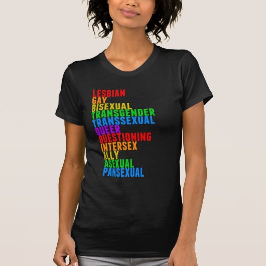 LGBTTQQIAAPプライドダイバーシティレインボーアクロスティック Tシャツ (正面)