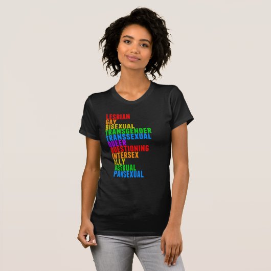 LGBTTQQIAAPプライドダイバーシティレインボーアクロスティック Tシャツ (正面フル)