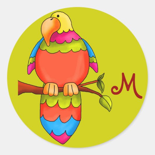 LGCトロピカルオウム商品ステッカー ラウンドシール (正面)