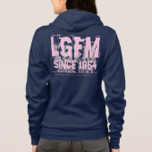 LGFMの女性は十分にフード付きスウェットシャツのファスナーを締めました パーカ (裏面)