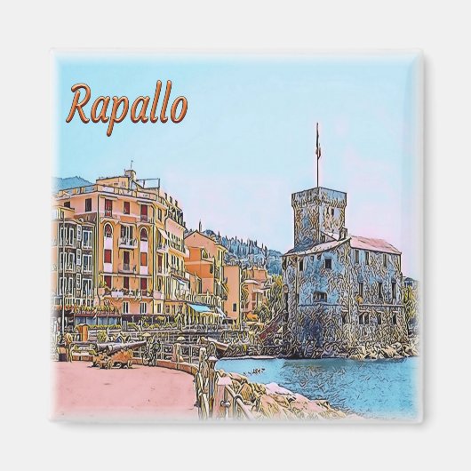 LGR038 RAPALLO,城,リグーリア,イタリア,冷蔵庫 マグネット (正面)
