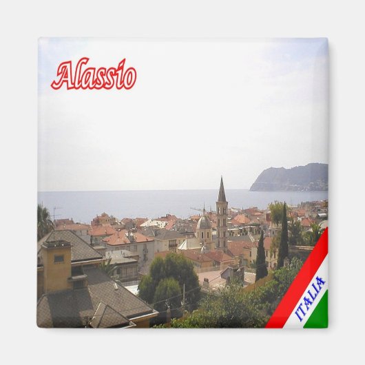 LGR100 ALASSIO, Liguria,イタリア,冷蔵庫 マグネット (正面)