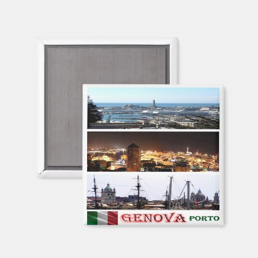 LGR146 GENOAモザイク,ポート,イタリア,冷蔵庫 マグネット (正面/裏面)
