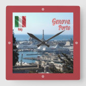 LGR150 GENOA PORT, Liguria，イタリア， スクエア壁時計 (正面)