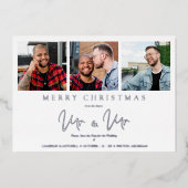 LGTBゲイお洒落MR & MR Christmasの写結婚真 箔シーズンカード (正面)