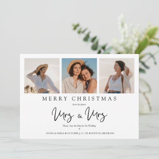 LGTBレズお洒落ビアンMRS&MRSクリスマス結婚ズ シーズンカード (スタンド正面)