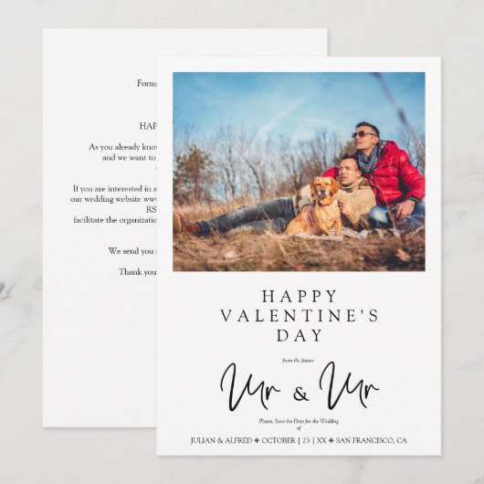 LGTB Gay Whimsical MR&MR Valentine's Wedding Photo (正面/裏面)