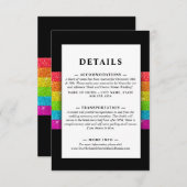 LGTBQレインボーブラックシックモダンズ結婚グリッター エンクロージャーカード (正面/裏面)