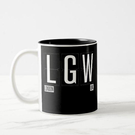 LGW -ロンドンGatwickイギリス空港コード ツートーンマグカップ (左)
