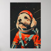 Lhasa Apso Astronaut Poster, Lhasa Apso Retro ポスター (正面)