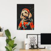 Lhasa Apso Astronaut Poster, Lhasa Apso Retro ポスター (ホームオフィス)
