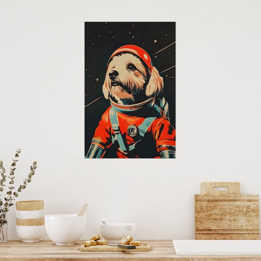 Lhasa Apso Astronaut Poster, Lhasa Apso Retro ポスター (キッチン)