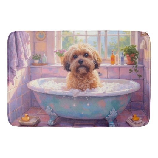 Lhasa Apso Bath Time Elegant Bathroom Decor バスマット (正面)