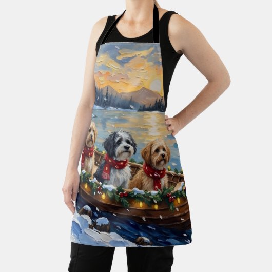 Lhasa Apso Christmas Boat Holiday エプロン (インサイチュ)