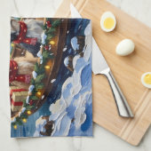 Lhasa Apso Christmas Boat Holiday キッチンタオル (四つ折り)