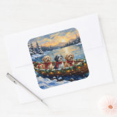 Lhasa Apso Christmas Boat Holiday スクエアシール (封筒)
