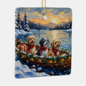 Lhasa Apso Christmas Boat Holiday セラミックオーナメント (右)