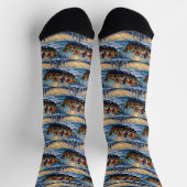 Lhasa Apso Christmas Boat Holiday ソックス (上部)