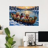 Lhasa Apso Christmas Boat Holiday ポスター (ホームオフィス)